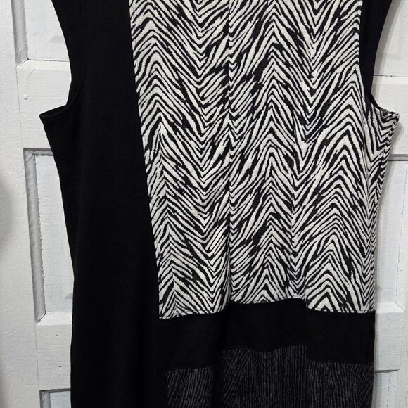 Ann Taylor sleeveless down to knee length black and white dress womens size M - Picture 4 of 7